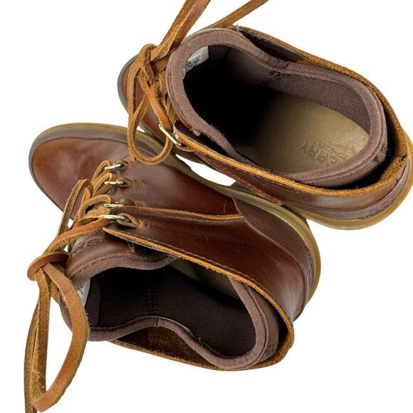 Sperry Pretty Tough Ankle Boots Brown Leather Block Heel Lace Up Platform Size 8 - Picture 10 of 15